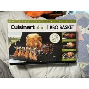 Cuisinart 4-in-1 BBQ Grilling Basket 14.5" x 9.5" Great Rack For Wings & Ribs